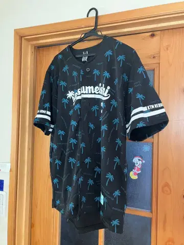 Kitsumeishi 야자수 프린트 베이스볼 셔츠