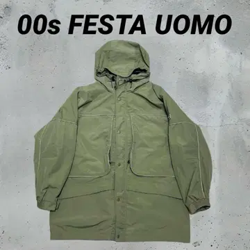 00s FESTA UOMO 올리브 그린 마운틴 후드티 M 사이즈