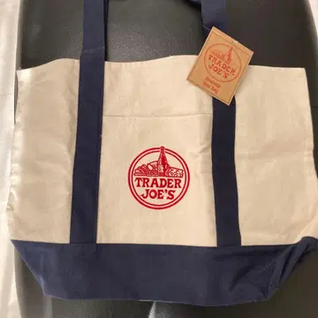 새상품 TRADER JOE'S 토트백 베이지 네이비 에코백