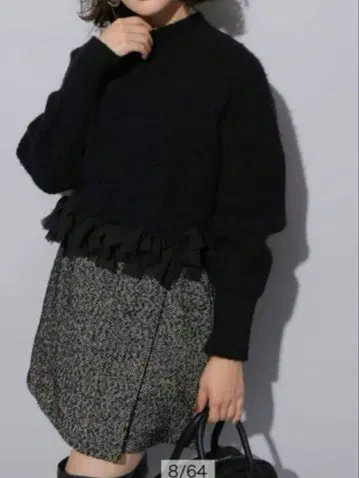 ARPEGE STORY 쉬폰 리본 포함 터틀 풀오버