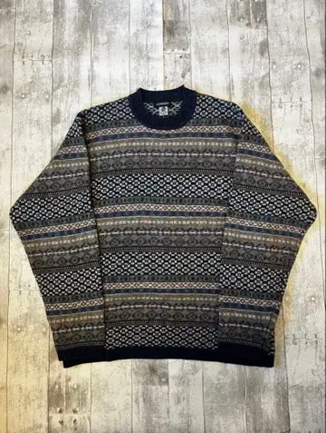 구제 페어아일 패턴 니트 양모 100%