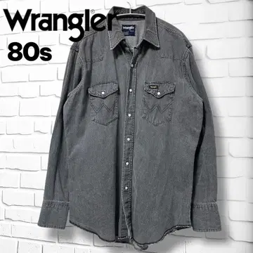 80s Wrangler 랭글러 블랙 데님 웨스턴 셔츠 USA제