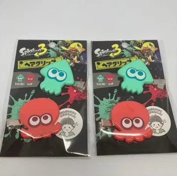 스플래툰 3 앞머리 클립 오징어 문어 라이트 블루 레드 산아트