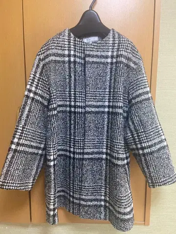 새상품급 ROPE PICNIC 체크 무늬 노카라 코트 사이즈 38