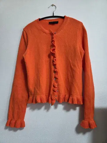 ZARA 프릴 오렌지 가디건 M