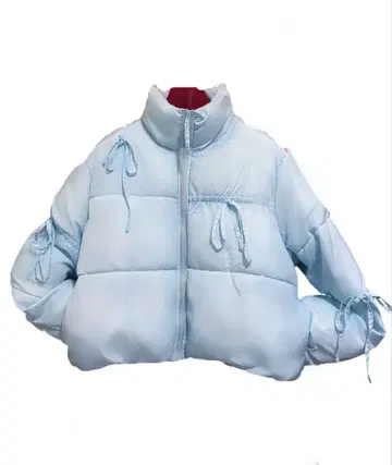 OLIVE des OLIVE 리본 에코 다운 블루종 숏 기장 스카이블루