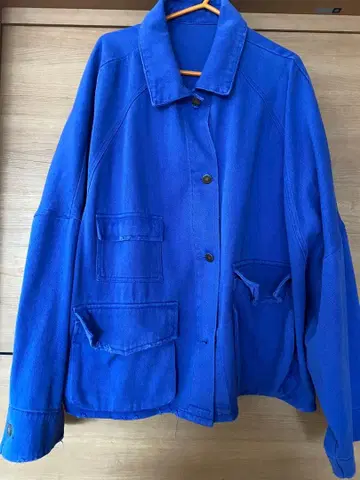 새상품급 zena 래글런 슬리브 빅 칼라 자켓 블루