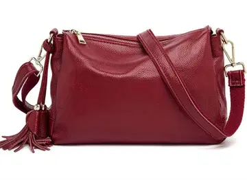 여성용 숄더백 와인 레드