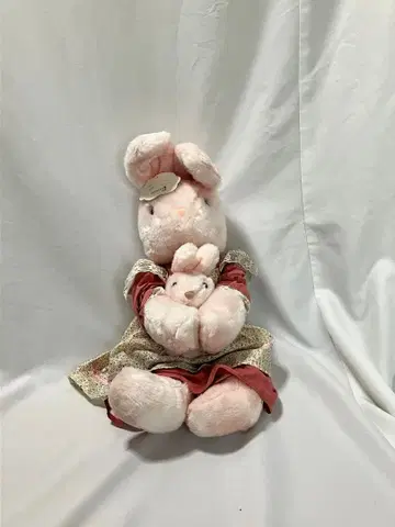 핑크 토끼 모자 봉제 인형 쇼와