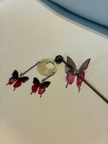 나비 머리 장식 핑크와 보라색 그라데이션