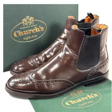 처치 37 24 사이드 고어 첼시 부츠 윙팁 메달리온