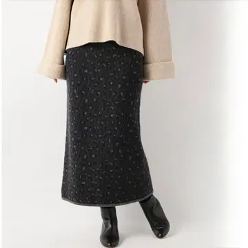 슬로브 이에나 레오파드 니트 자카드 타이트 스커트 롱 니트 스커트