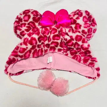 디즈니 미니 팬캡 레오파드 무늬 핑크