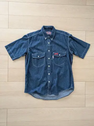 빈티지 Budweiser 버드와이저 데님 반팔 버튼 다운 셔츠