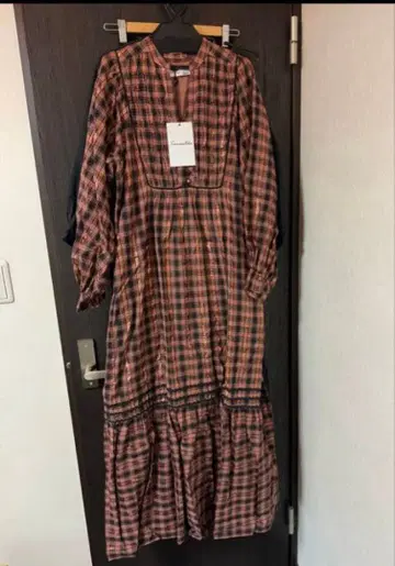 Sara mallika 사라말리카 코튼 체크 셔링 드레스