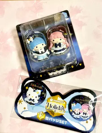 산리오 A상 리틀트윈스타 피규어 & 캔뱃지 키키라라 키티
