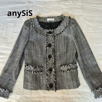 anysis 애니시스 트위드 노카라 자켓 M 사이즈