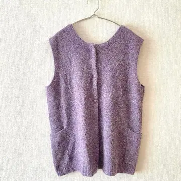 [ =1 ] 니트 베스트 알파카 혼방 울 혼방 풀 버튼 크루넥 포켓 F