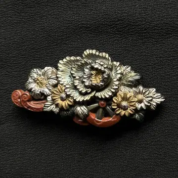 앤티크 오비 고정 띠 꽃 자동차 금공 조각 명문 있음