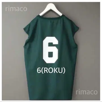 6(ROKU) 넘버 로고 백 프린트 슬리브리스 니트 티셔츠