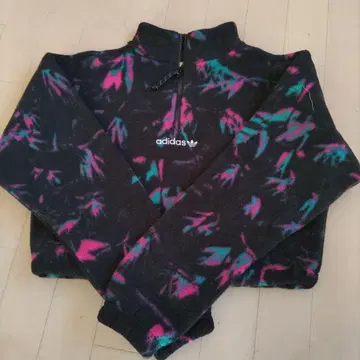 adidas 플리스 자켓 UK S 블랙/핑크/그린