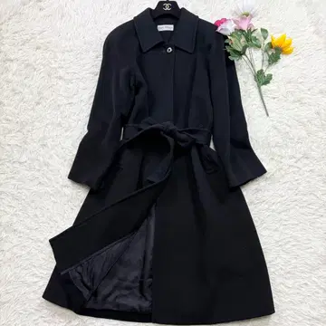 컨디션 최상/캐시미어 100% 미스 온워드 롱 코트 벨트 A라인 블랙