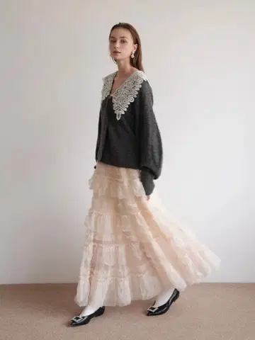 Acka tulle long skirt 아이보리 사이즈 2