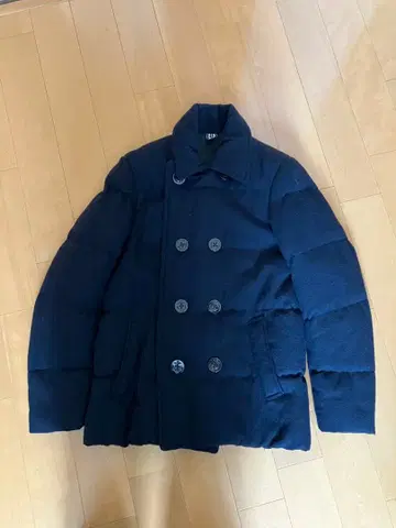 네이비 울 혼방 피코트