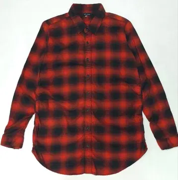 존불 옴브레 체크 플란넬 셔츠 M 아메카지 일본제 레드 블랙