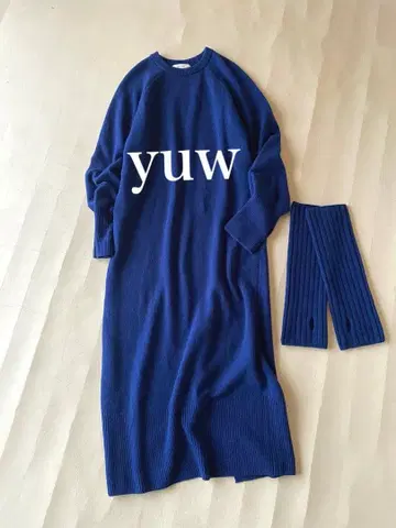 유 yuw 암워머 포함 롱 기장 크루넥 울 니트 원피스