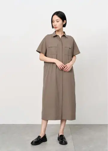 소쥬 브라운 반팔 셔츠 원피스