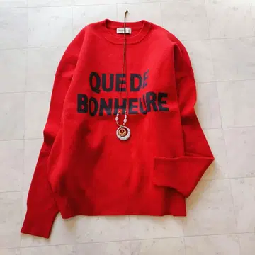 새상품급 BARNYARDSTORM 맨투맨 같은 로고 자카드 니트 레드