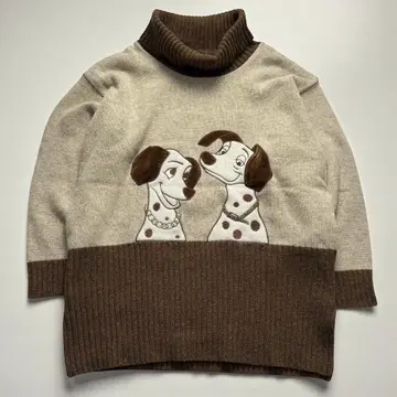 이탈리아제 울 니트 스웨터 달마시안 캐릭터 디자인 구제 의류
