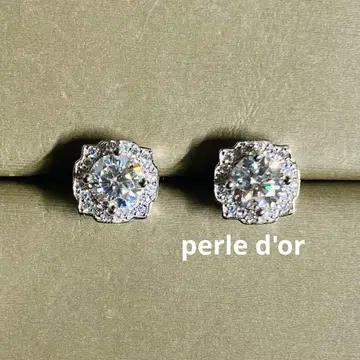 최고급 모이사나이트 모이사나이트 스퀘어 헤일로 귀걸이