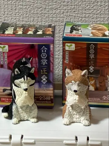 합장 장인 시베리안 허스키 아키타견 피규어 개