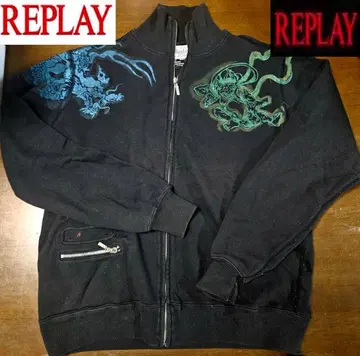 무료배송/새상품급 Replay 스컬 드래곤 프린트 트레이닝복 (l)