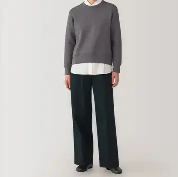 무인양품 무라실 치노 턱 와이드 팬츠 블랙 S 사이즈