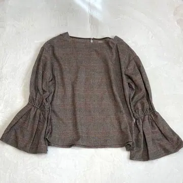 URBAN RESEARCH DOORS 체크 무늬 캔디 슬리브 블라우스