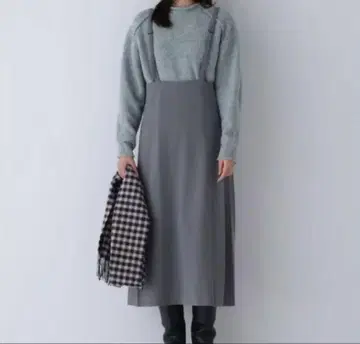 새상품급 휴먼 우먼 서스펜더 스커트 오버롤 스커트 그레이
