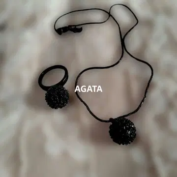 AGATA 만마루쨩 스파이럴 비즈 목걸이와 반지 세트