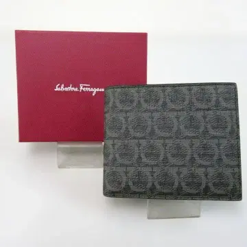 Ferragamo M-가죽 접이식 지갑 그레이