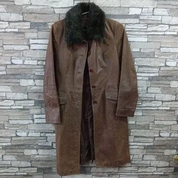 바츠 소가죽 브라운 가죽 롱 코트 M 사이즈