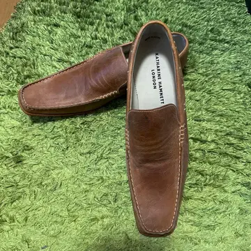 KATHARINE HAMNETT 브라운 가죽 슬립온 27 새상품