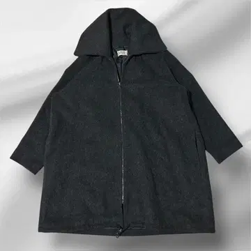 BARBIS 울 혼방 롱 코트 블랙 드로 코드 오버 사이즈