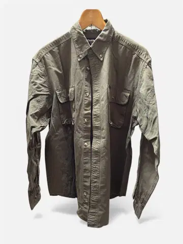 밀리터리 셔츠 올리브 그린 긴팔 셔츠 M 코튼