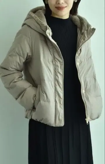 INTERPLANET 스무스 타프타*인조 모피 숏 다운 자켓