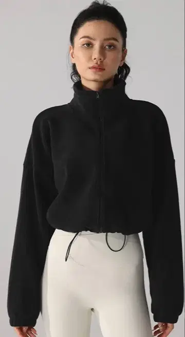 YOMOMENT 밑단 드로우 스트링 속기모 무지 후드티 플리스 자켓