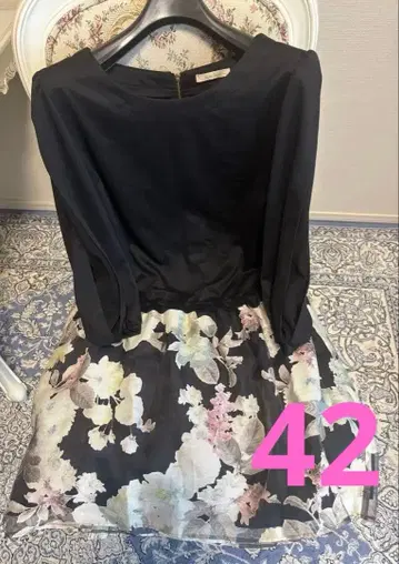 새상품급 로즈 티아라 42 꽃 패턴 튜닉 세련된 고급 큰 사이즈