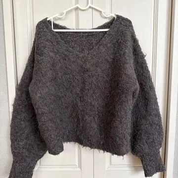 디스코트 DISCOAT 브라운 그레이 니트 오버 사이즈