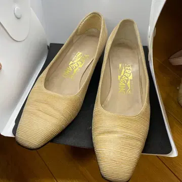 Ferragamo 베이지 스트라이프 펌프스